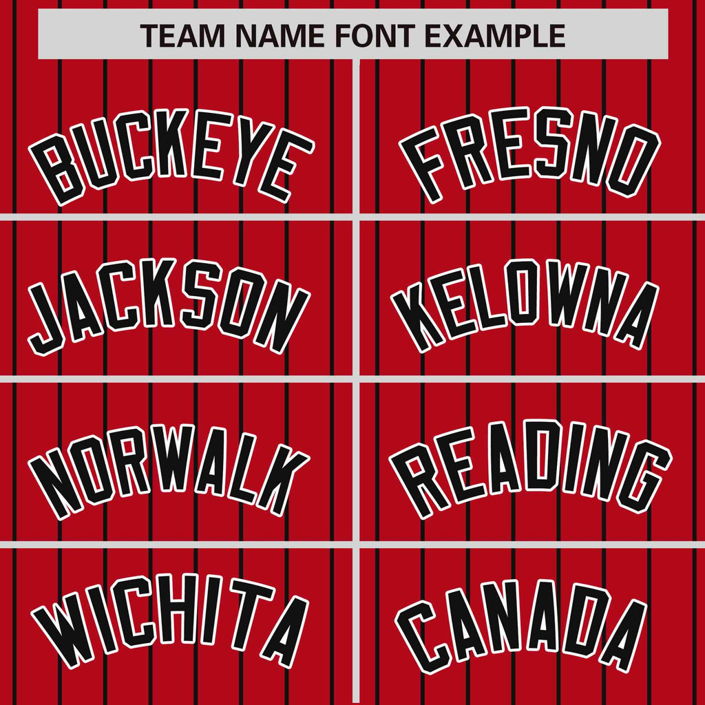 Custom Red Black Raglan Sleeves Varsity Full-Snap Pinstripe Letterman Baseball Jacket