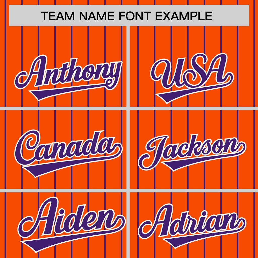 Custom Orange Purple Raglan Sleeves Varsity Full-Snap Pinstripe Letterman Baseball Jacket