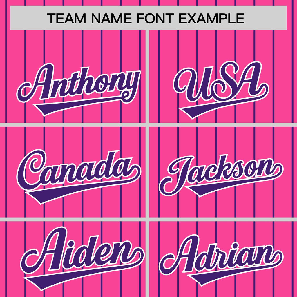 Custom Pink Purple Raglan Sleeves Varsity Full-Snap Pinstripe Letterman Baseball Jacket