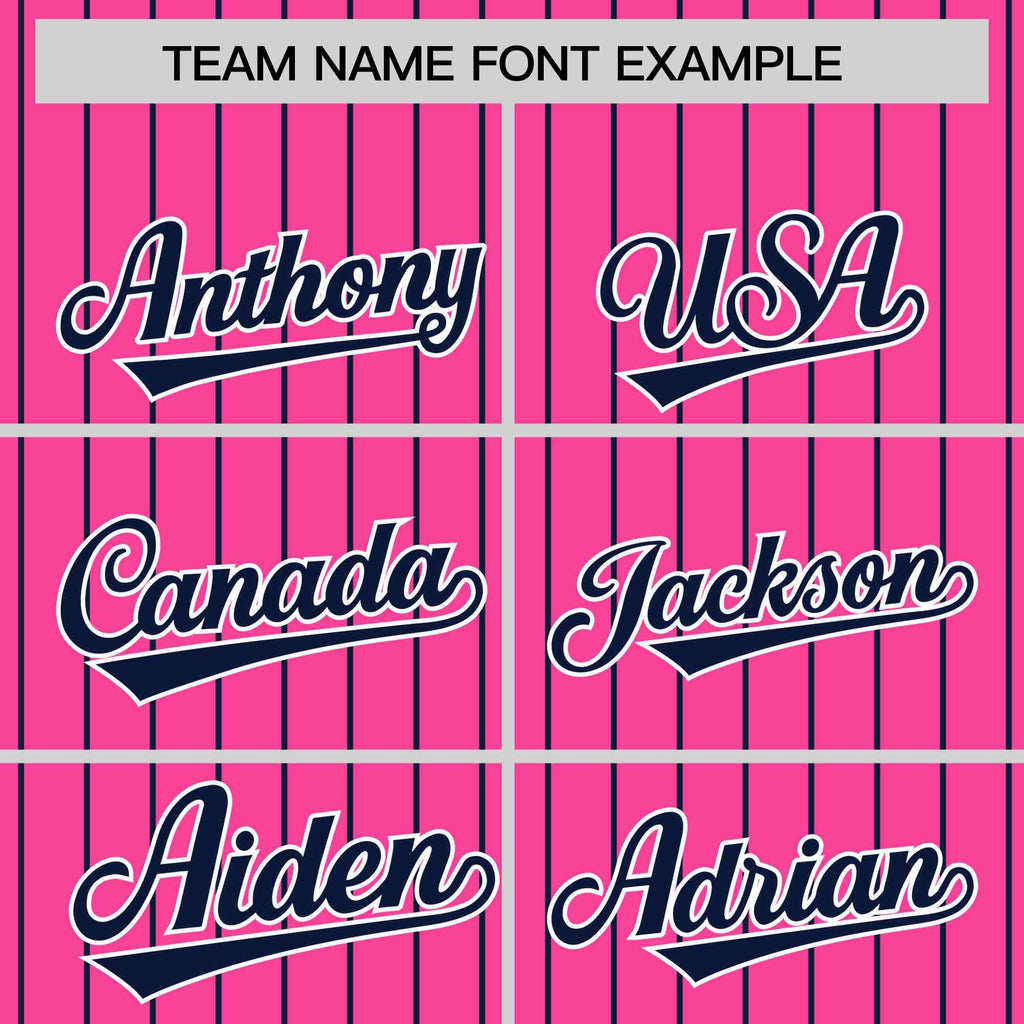 Custom Pink Navy Raglan Sleeves Varsity Full-Snap Pinstripe Letterman Baseball Jacket