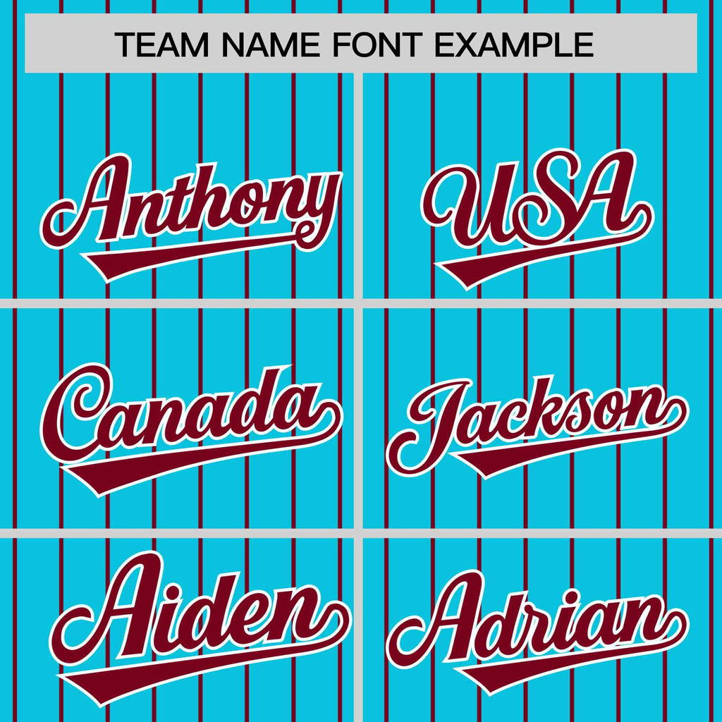 Custom Sky Blue Crimson Raglan Sleeves Varsity Full-Snap Pinstripe Letterman Baseball Jacket