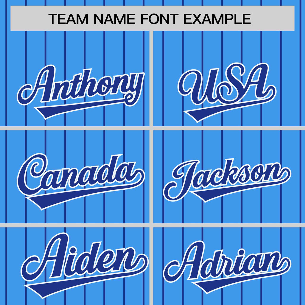 Custom Powder Blue Royal Raglan Sleeves Varsity Full-Snap Pinstripe Letterman Baseball Jacket