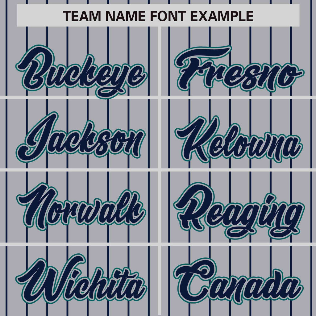 Custom Gray Navy Raglan Sleeves Varsity Full-Snap Pinstripe Letterman Baseball Jacket