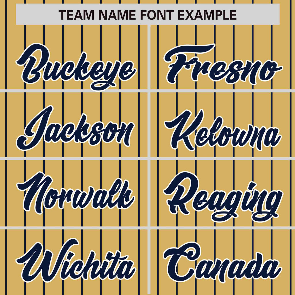 Custom Old Gold Navy Raglan Sleeves Varsity Full-Snap Pinstripe Letterman Baseball Jacket