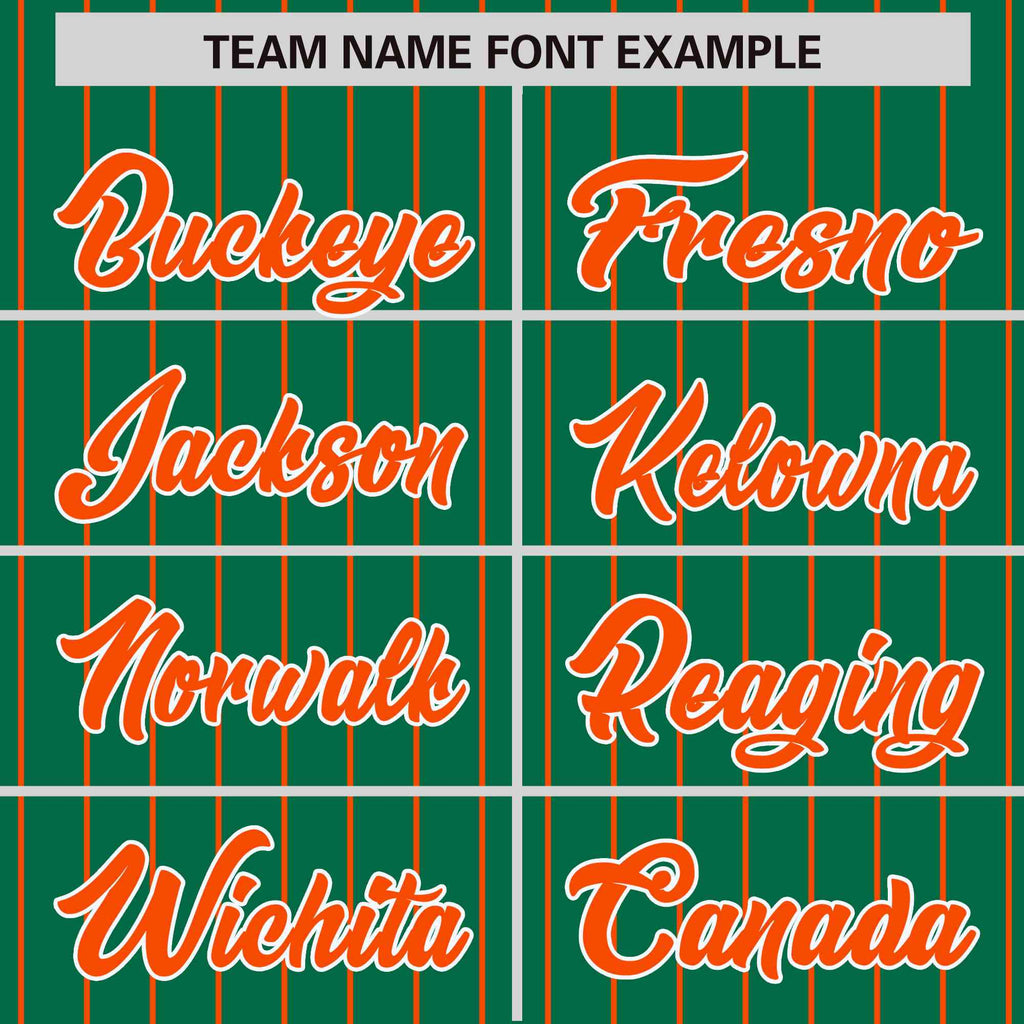 Custom Kelly Green Orange Raglan Sleeves Varsity Full-Snap Pinstripe Letterman Baseball Jacket