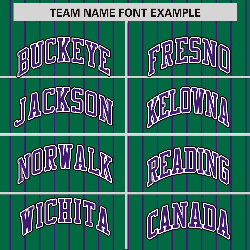 Custom Kelly Green Purple Raglan Sleeves Varsity Full-Snap Pinstripe Letterman Baseball Jacket