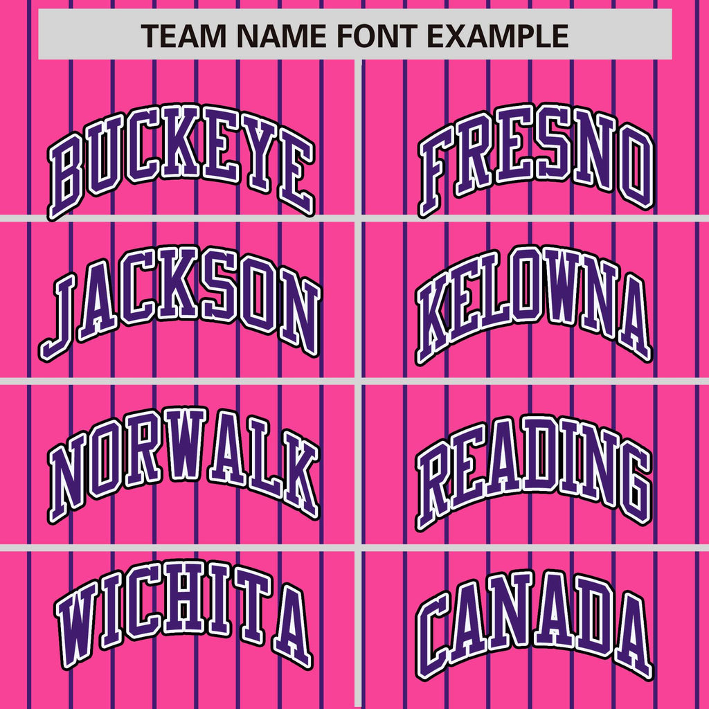 Custom Pink Purple Raglan Sleeves Varsity Full-Snap Pinstripe Letterman Baseball Jacket