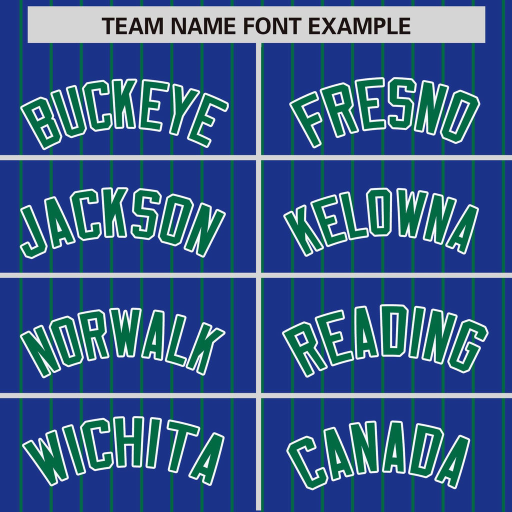 Custom Royal Kelly Green Raglan Sleeves Varsity Full-Snap Pinstripe Letterman Baseball Jacket