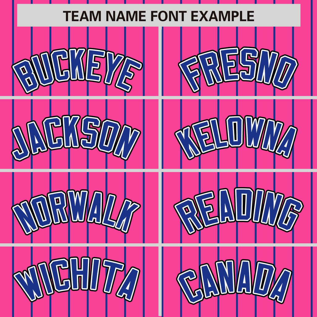 Custom Pink Royal Raglan Sleeves Varsity Full-Snap Pinstripe Letterman Baseball Jacket