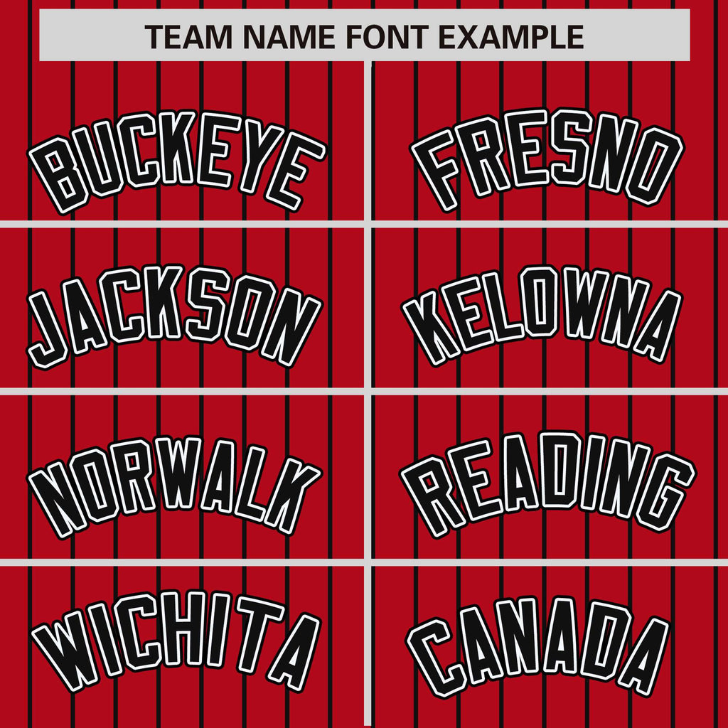 Custom Red Black Raglan Sleeves Varsity Full-Snap Pinstripe Letterman Baseball Jacket