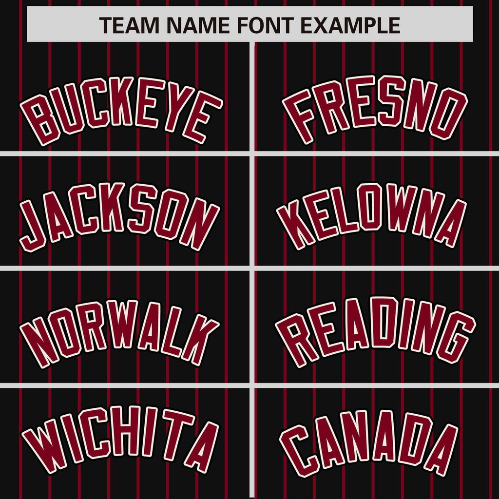 Custom Black Crimson Raglan Sleeves Varsity Full-Snap Pinstripe Letterman Baseball Jacket