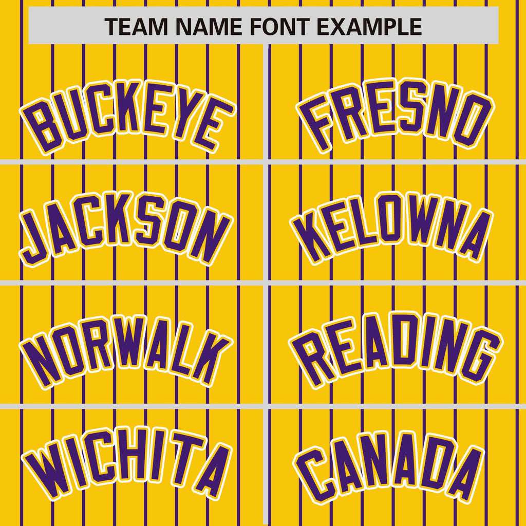 Custom Gold Purple Raglan Sleeves Varsity Full-Snap Pinstripe Letterman Baseball Jacket