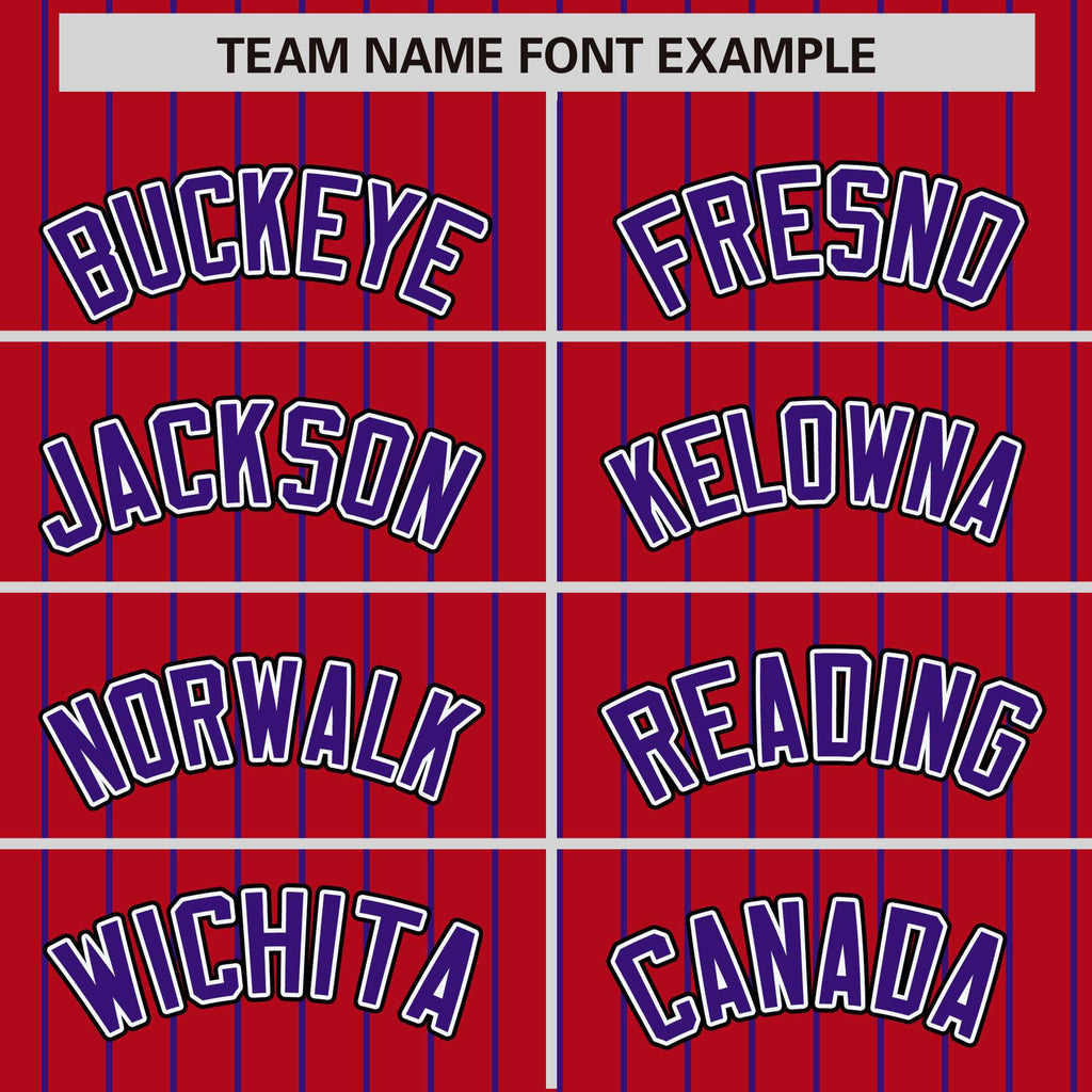 Custom Red Purple Raglan Sleeves Varsity Full-Snap Pinstripe Letterman Baseball Jacket