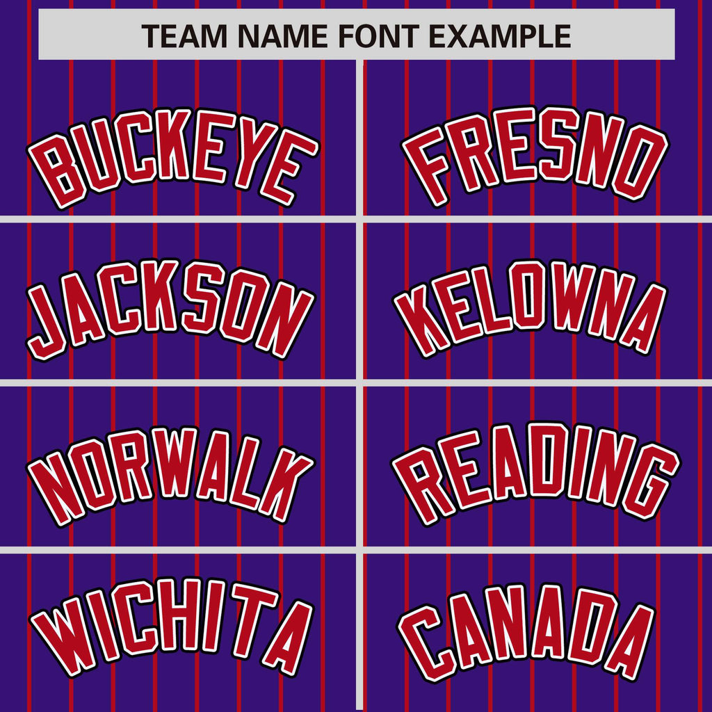 Custom Purple Red Raglan Sleeves Varsity Full-Snap Pinstripe Letterman Baseball Jacket
