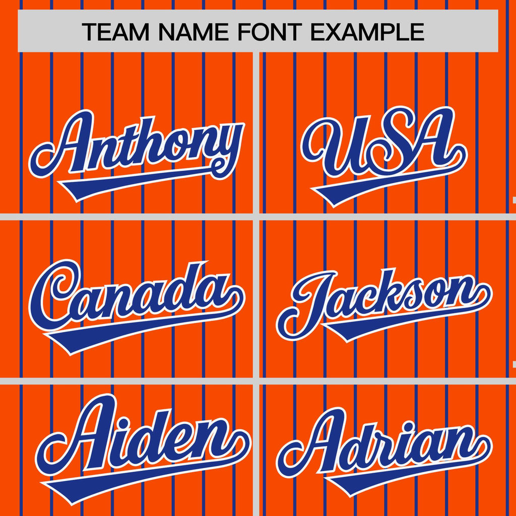Custom Orange Royal Raglan Sleeves Varsity Full-Snap Pinstripe Letterman Baseball Jacket