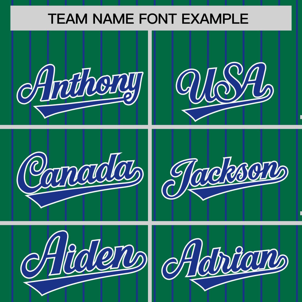 Custom Kelly Green Royal Raglan Sleeves Varsity Full-Snap Pinstripe Letterman Baseball Jacket