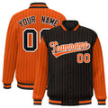 Custom Black Orange Raglan Sleeves Varsity Full-Snap Pinstripe Letterman Baseball Jacket
