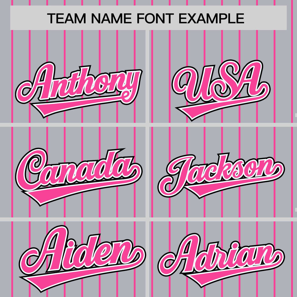 Custom Gray Pink Raglan Sleeves Varsity Full-Snap Pinstripe Letterman Baseball Jacket