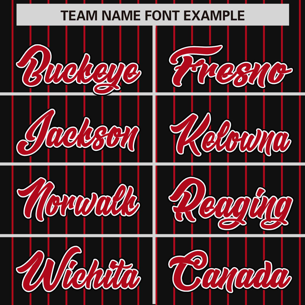 Custom Black Red Raglan Sleeves Varsity Full-Snap Pinstripe Letterman Baseball Jacket