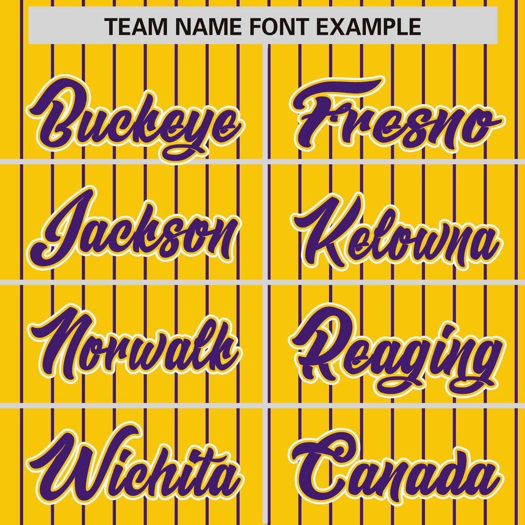 Custom Gold Purple Raglan Sleeves Varsity Full-Snap Pinstripe Letterman Baseball Jacket