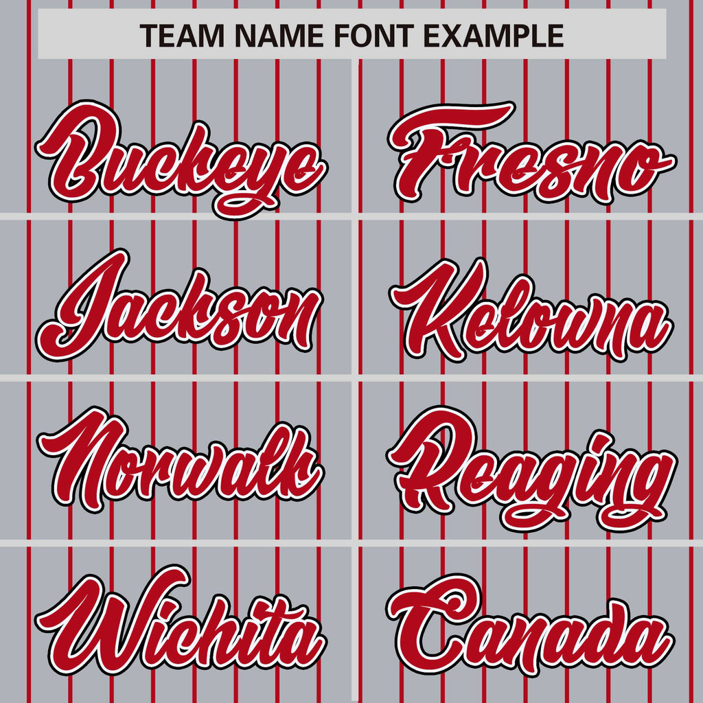 Custom Gray Red Raglan Sleeves Varsity Full-Snap Pinstripe Letterman Baseball Jacket
