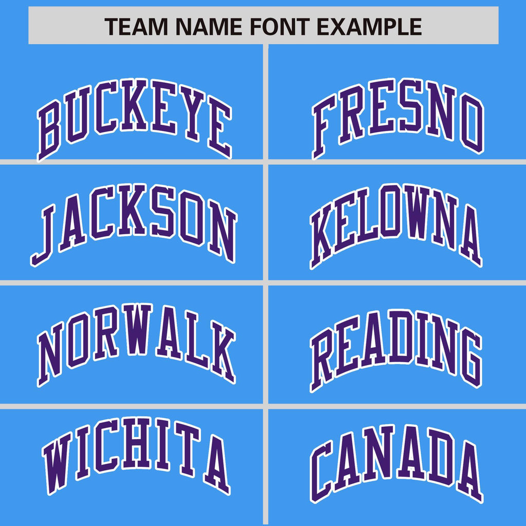 Custom Powder Blue Purple-Orange Varsity Full-Zip Raglan Sleeves Letterman Bomber Jacket