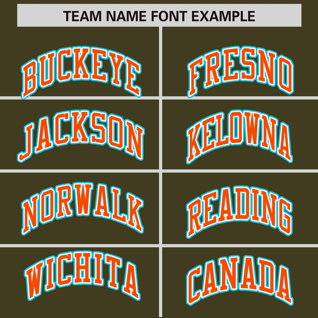 Custom Olive Sky Blue-Orange Varsity Full-Zip Raglan Sleeves Letterman Bomber Jacket