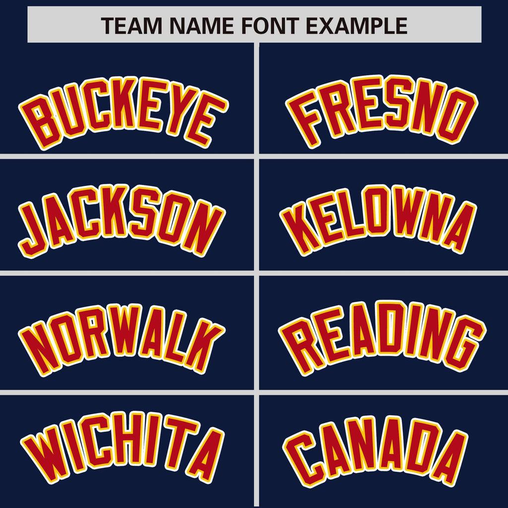 Custom Navy Red-Gold Varsity Full-Zip Raglan Sleeves Letterman Bomber Jacket