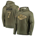 KC.Chiefs #7 Harrison Butker Player Salute to Service Limited Olive Hoodies Football Jerseys