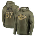 KC.Chiefs #87 Travis Kelce Player Salute to Service Limited Olive Hoodies Football Jerseys