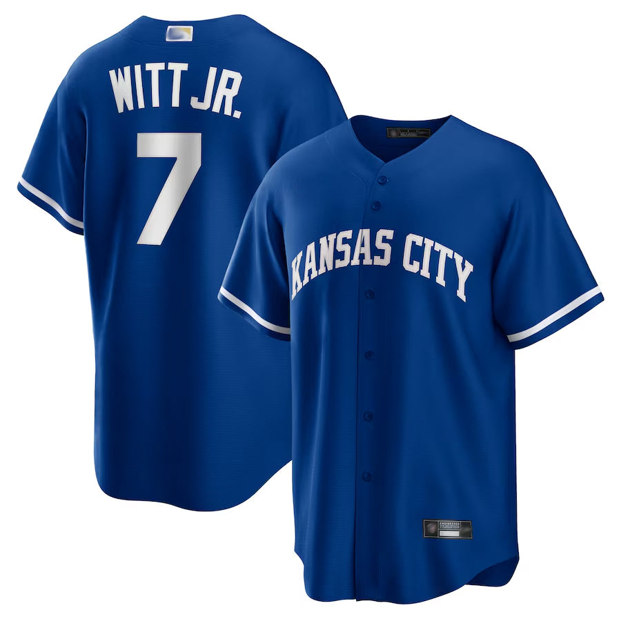 KC.Royals #7 Bobby Witt Jr. Player Light Rush Blue Replica Baseball Jerseys