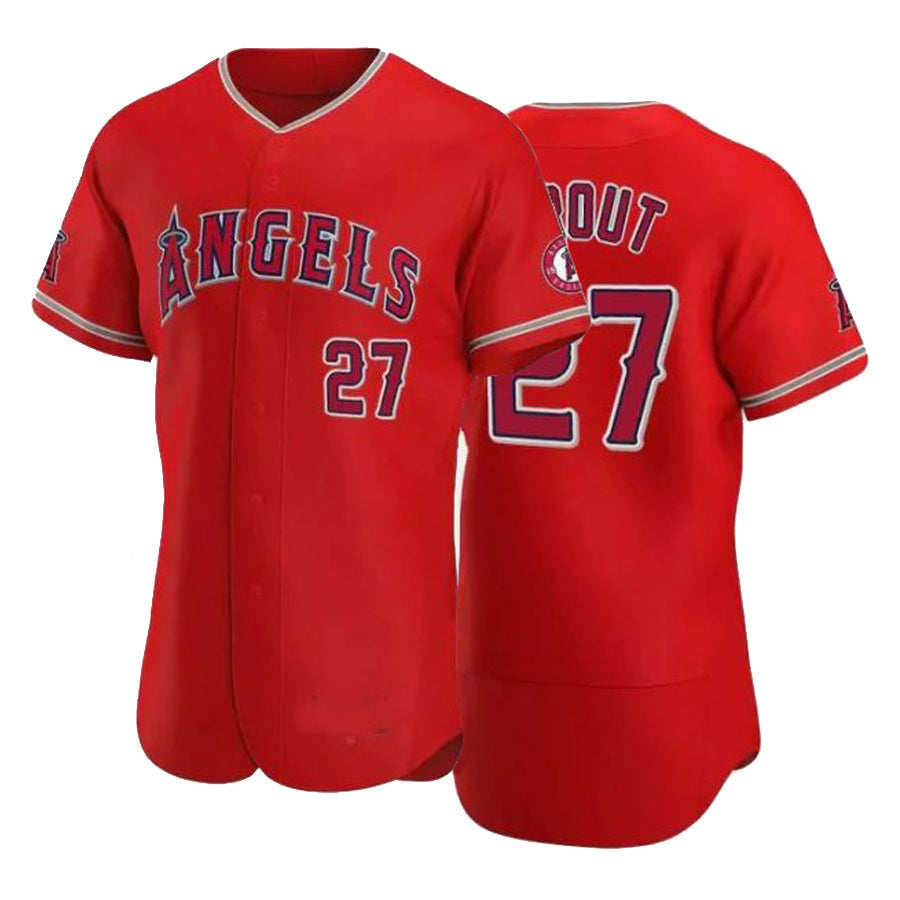 LA.Angels #27 Mike Trout Player Red Elite Baseball Jerseys