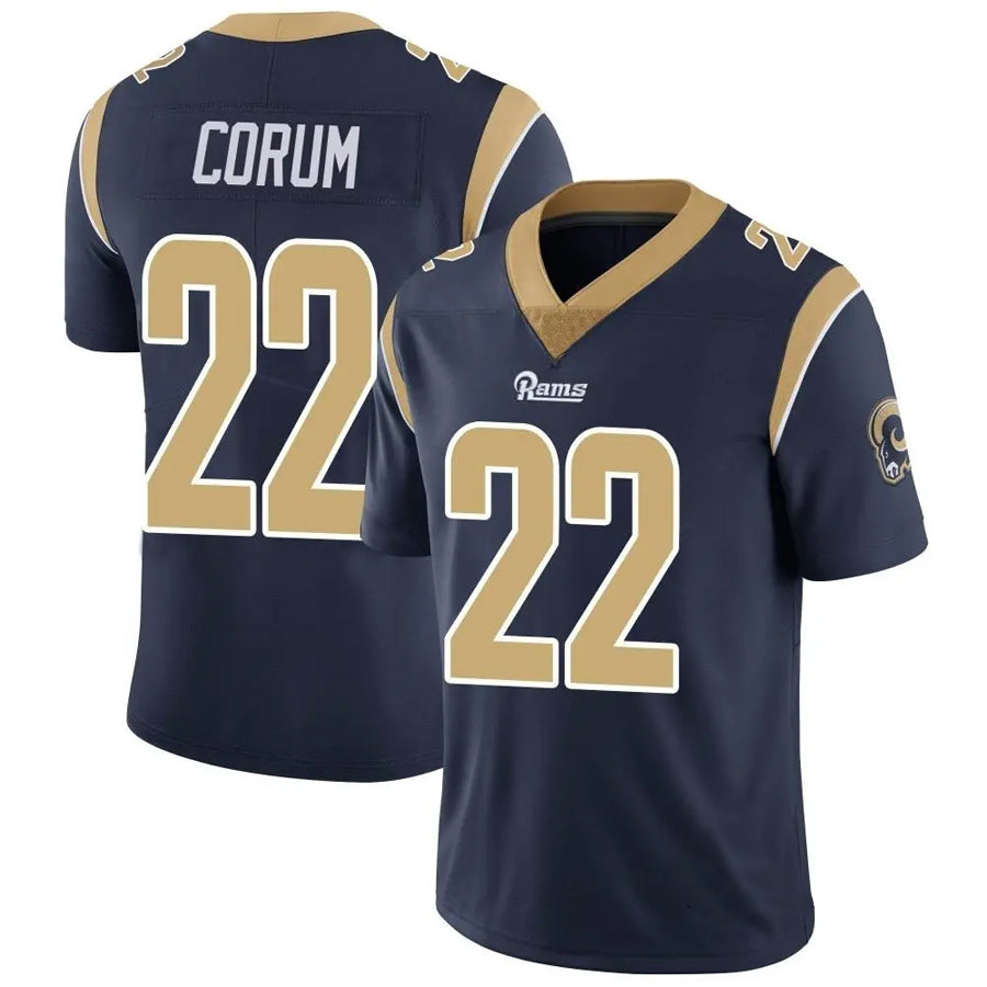 LA.Rams #22 Blake Corum Player Navy Home Game Football Jerseys