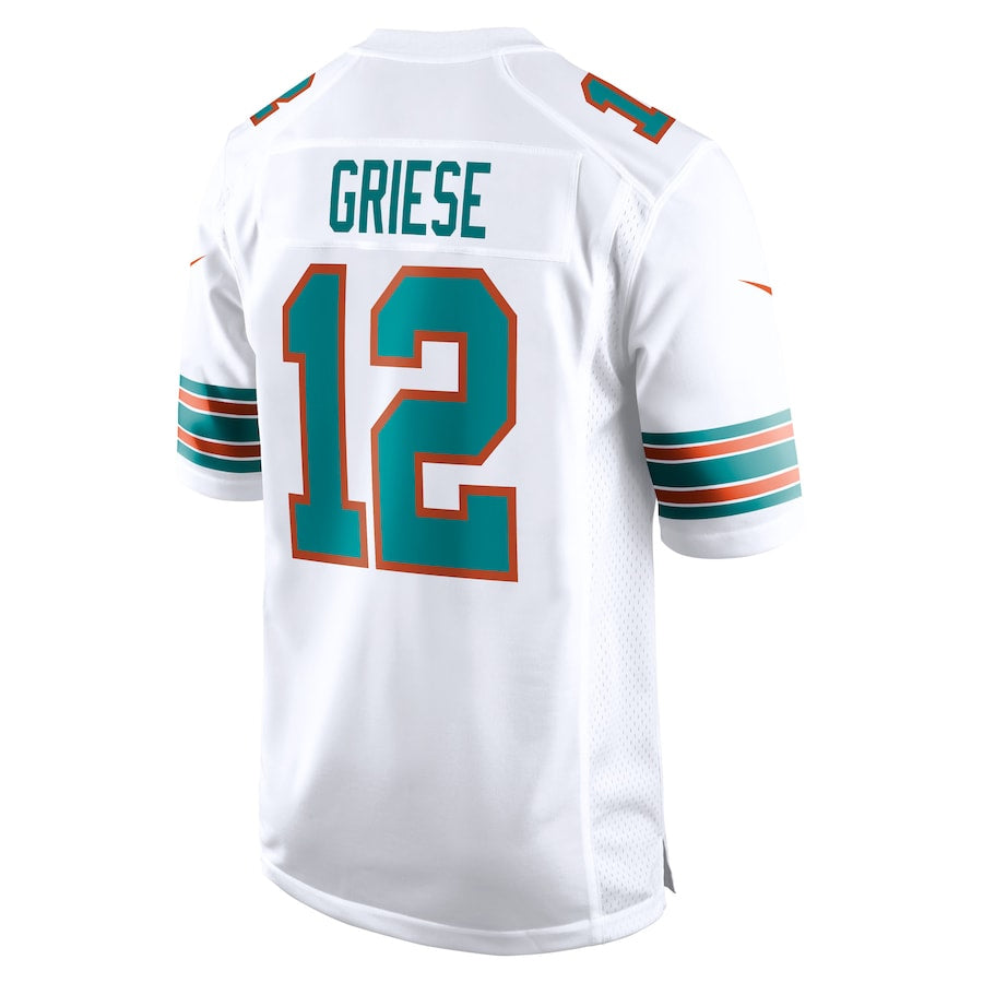 M.Dolphins #12 Bob Griese Player White Home Game Football Jerseys