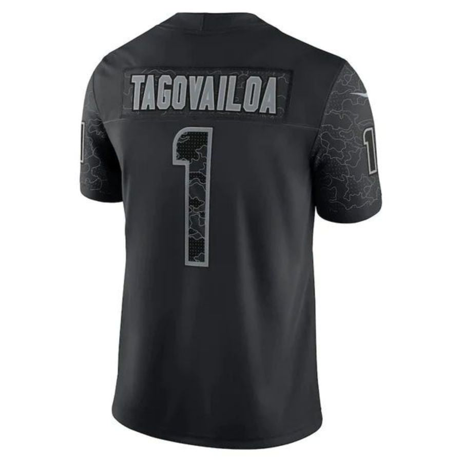 #1 Tua Tagovailoa Player M.Dolphins Black RFLCTV Limited Football Jerseys