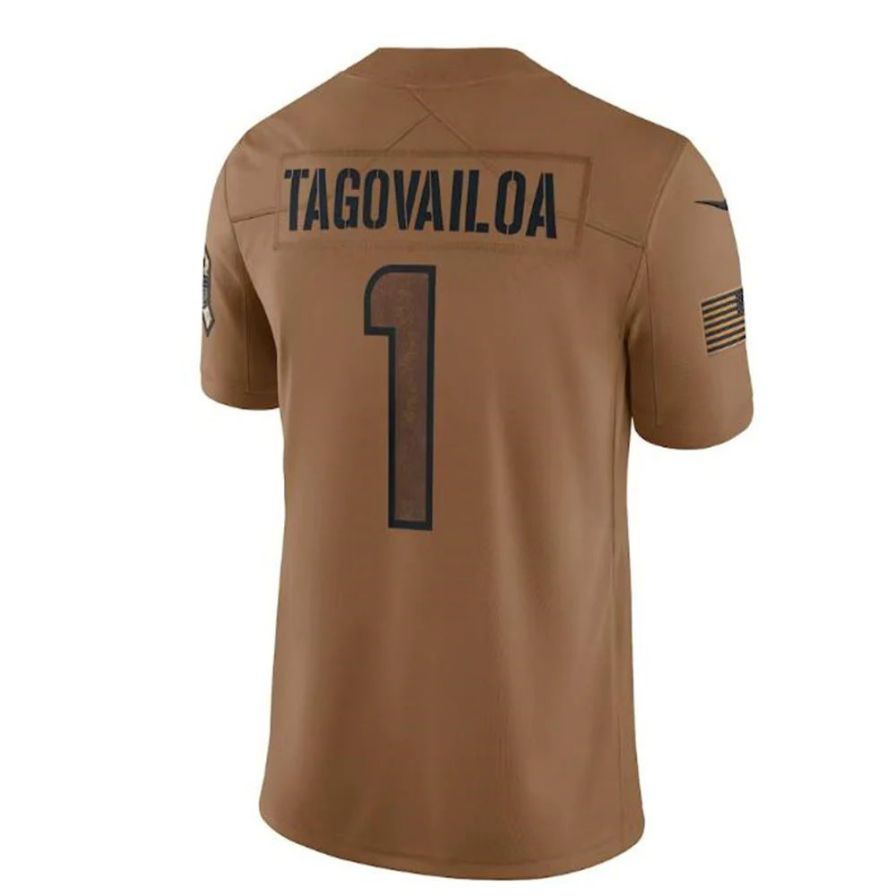 #1 Tua Tagovailoa Player M.Dolphins Brown Salute To Service Limited Football Jerseys