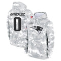 NE.Patriots #0 Christian Gonzalez Player Salute to Service Hoodies Football Jerseys