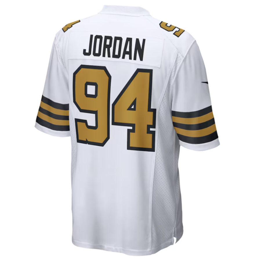 NO.Saints #94 Cameron Jordan Player White Alternate Game Football Jerseys