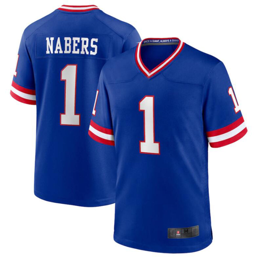 #1 Malik Nabers Player NY.Giants Royal Game Stitched Football Jerseys