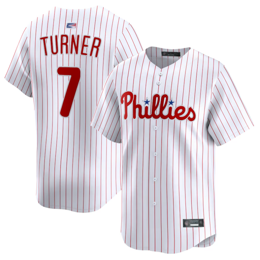 P.Phillies #7 Trea Turner Player White Home Limited Baseball Jerseys