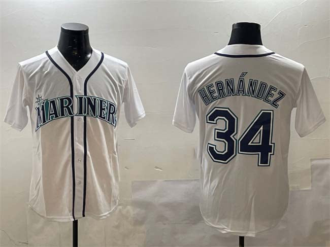 S.Mariners #34 F¡§|lix Hern¡§¡éndez Player White Cool Base Stitched Baseball Jerseys