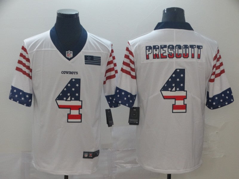 Men's Dallas Cowboys Dak Prescott #4 White Authentic Game Jersey1