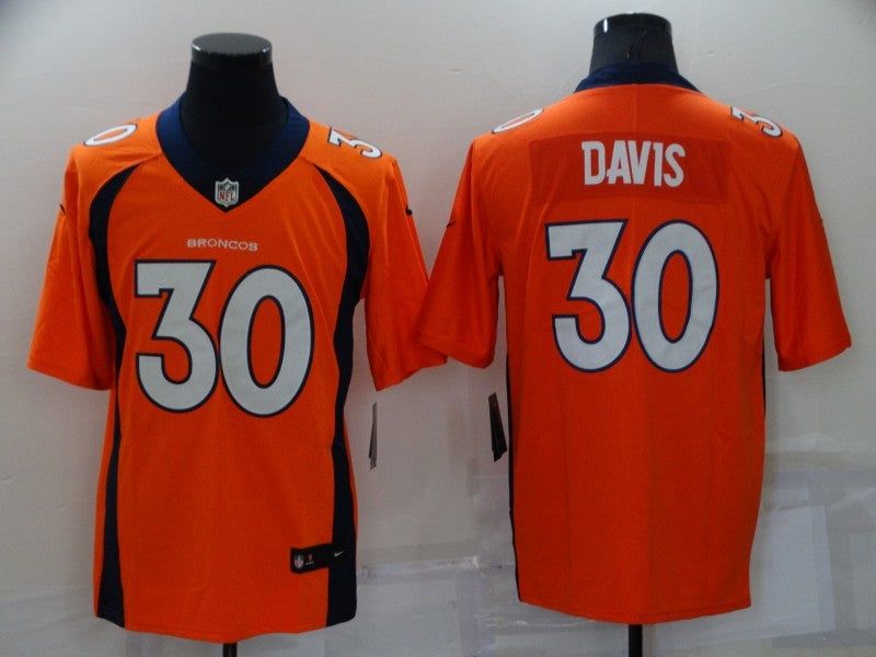 Men's Denver Broncos Terrell Davis #30 Orange Game Retired Player Jersey1